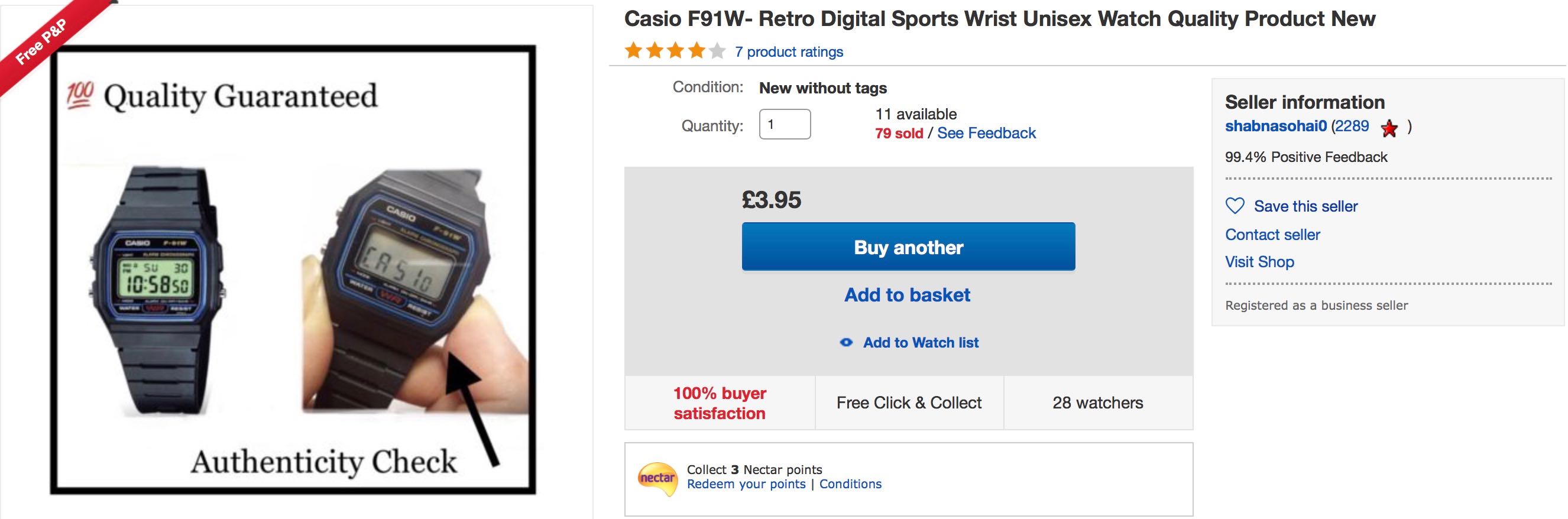 Comparing a genuine Casio F91-W with a fake